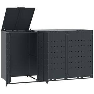 vidaXL Rangement &agrave; roulettes pour poubelles pour 3 bacs anthracite