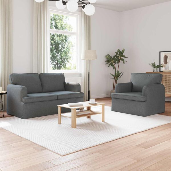 vidaXL Canap&eacute; 2 pcs Gris fonc&eacute; 144 x 80 x 85 cm tissu