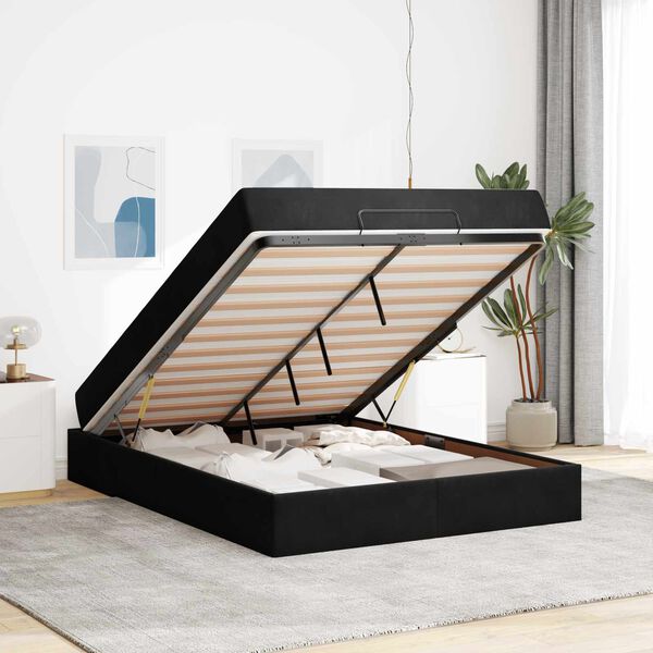 vidaXL Cadre de lit avec matelas avec matelas 2 pcs Noir Velours