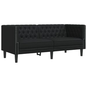 vidaXL Canap&eacute; &agrave; 2 places Chesterfield noir similicuir