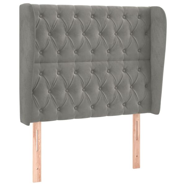 vidaXL T&ecirc;te de lit avec oreilles Gris clair 93x23x118/128 cm Velours