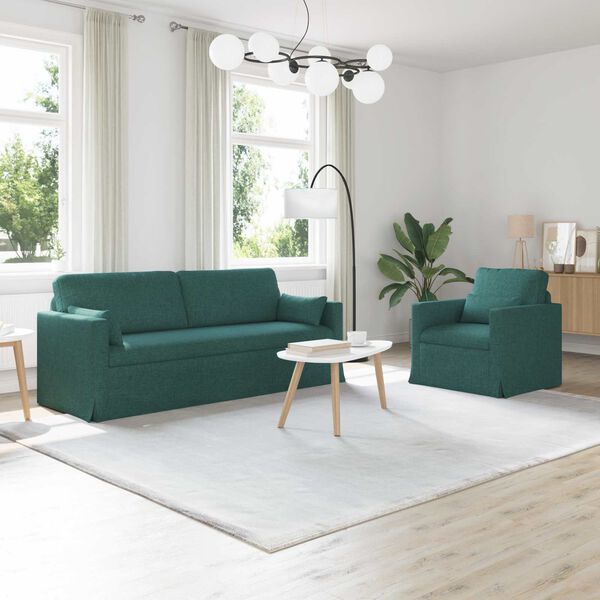 vidaXL Canap&eacute; 2 pcs Vert fonc&eacute; 198 x 78 x 80 cm tissu