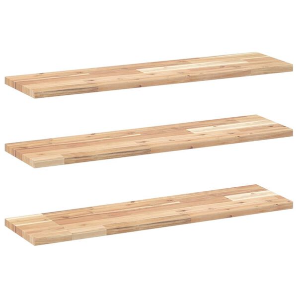 vidaXL &Eacute;tag&egrave;res flottantes 3 pcs 80x20x2 cm acacia massif non trait&eacute;
