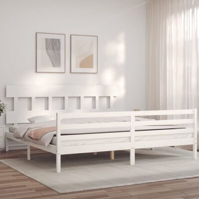 vidaXL Cadre de lit sans matelas blanc bois massif