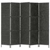 vidaXL Cloison de s&eacute;paration 5 panneaux Noir 193x160 cm Jacinthe d'eau