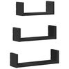 vidaXL &Eacute;tag&egrave;res murales 3 pcs noir bois d'ing&eacute;nierie
