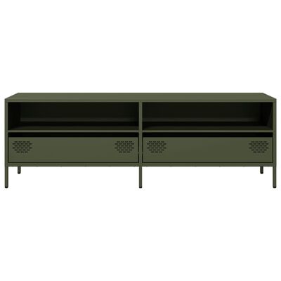 vidaXL Meuble TV vert olive 135x39x43,5 cm acier laminé à froid