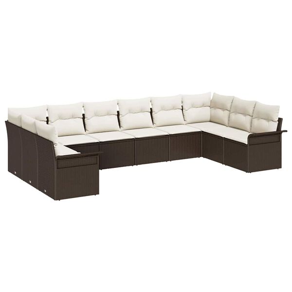 vidaXL Ensemble de canap&eacute; de jardin 10 pcs Marron polyrotin
