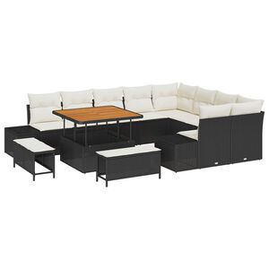 vidaXL Ensemble de canap&eacute; de jardin 12 pc Noir polyrotin