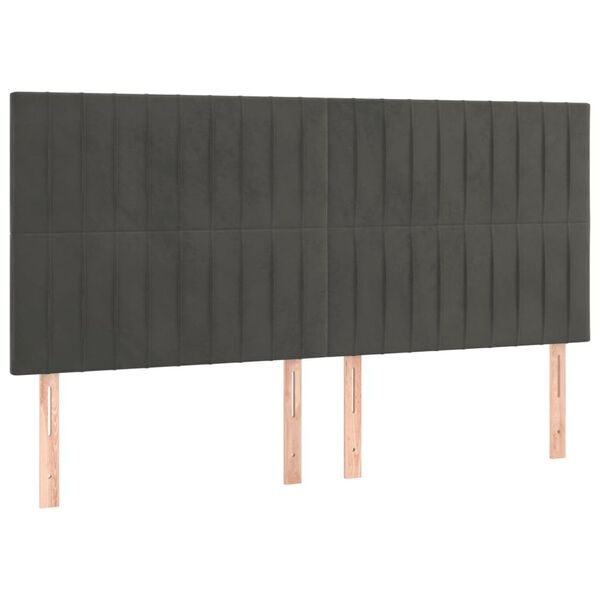 vidaXL T&ecirc;te de lit &agrave; LED Gris fonc&eacute; 200x5x118/128 cm Velours