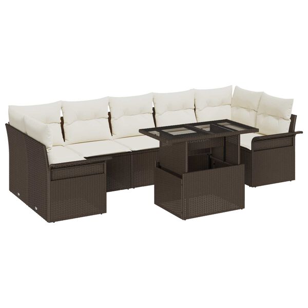 vidaXL Ensemble de canap&eacute; de jardin 8 pcs Marron Poly rotin