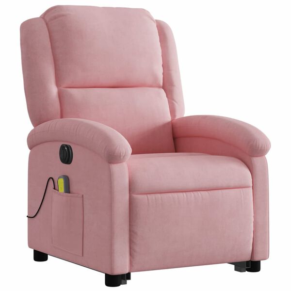 vidaXL Fauteuil inclinable de massage électrique rose velours