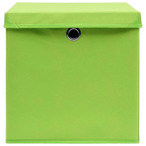 vidaXL Bo&icirc;tes de rangement avec couvercles 10pcs Vert 32x32x32cm Tissu