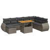 vidaXL Salon de jardin 9 pcs avec coussins gris r&eacute;sine tress&eacute;e