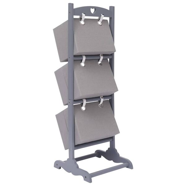vidaXL Support &agrave; panier 3 niveaux Gris fonc&eacute; 35x35x102 cm Bois
