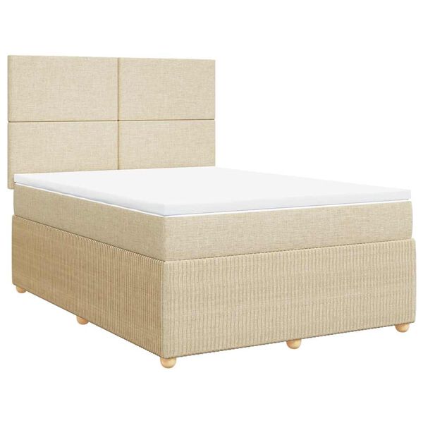 vidaXL Sommier &agrave; lattes de lit avec matelas Cr&egrave;me 140x190 cm Tissu