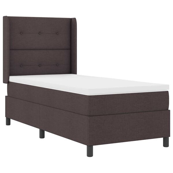 vidaXL Lit &agrave; ressort LED avec matelas Marron fonc&eacute; 80 x 200 cm tissu