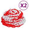 vidaXL Cha&icirc;nes d'avertissement 2 pcs Rouge et blanc Plastique 30 m