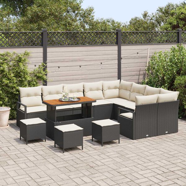 vidaXL Ensemble de canap&eacute; de jardin 13 pcs Noir Poly rotin