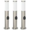 vidaXL Bornes lumineuses avec sortie lot de 3 50 cm acier inoxydable IP44