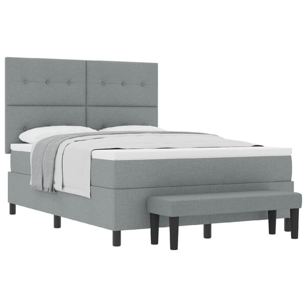 vidaXL Lit &agrave; ressorts avec matelas Gris clair 140 x 190 cm tissu