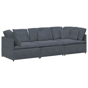vidaXL Canap&eacute; modulaire avec coussins en velours gris fonc&eacute;