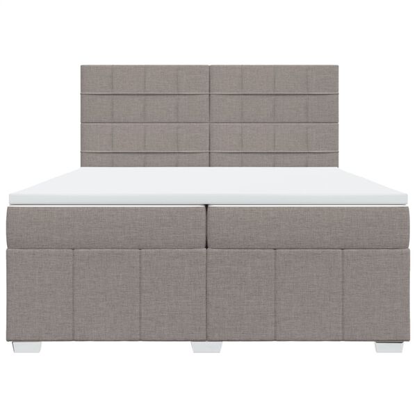 vidaXL Sommier &agrave; lattes de lit avec matelas Taupe 200x200 cm Tissu