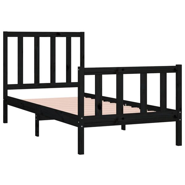 vidaXL Cadre de lit sans matelas noir 75x190 cm bois massif