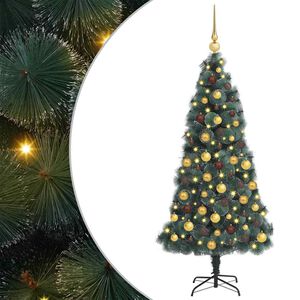 vidaXL Arbre de No&euml;l artificiel pr&eacute;-&eacute;clair&eacute; avec ensemble de boules