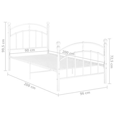 vidaXL Cadre de lit sans matelas blanc métal 90x200 cm