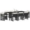 vidaXL Ensemble de salle &agrave; manger pour jardin 9 pcs Noir polyrotin