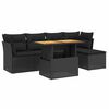 vidaXL Salon de jardin 6 pcs avec coussins noir r&eacute;sine tress&eacute;e