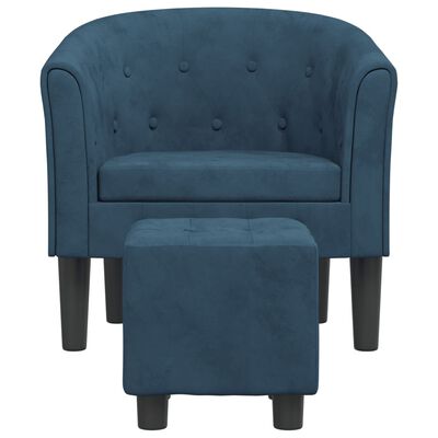 vidaXL Fauteuil avec repose-pied bleu foncé velours