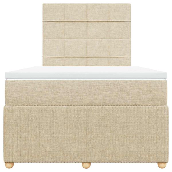 vidaXL Sommier à lattes de lit avec matelas Crème 120x200 cm Tissu