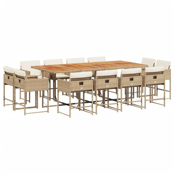 vidaXL Ensemble &agrave; manger de jardin et coussins 13 pcs beige