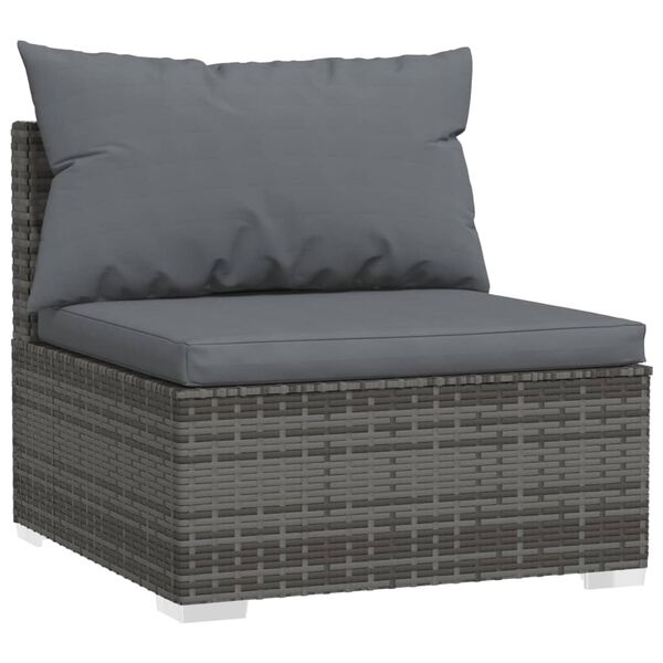 vidaXL Salon de jardin 4 pcs avec coussins Gris Résine tressée