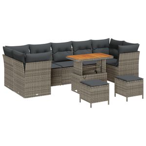 vidaXL Ensemble de canap&eacute; de jardin avec coussin 10 pcs Gris