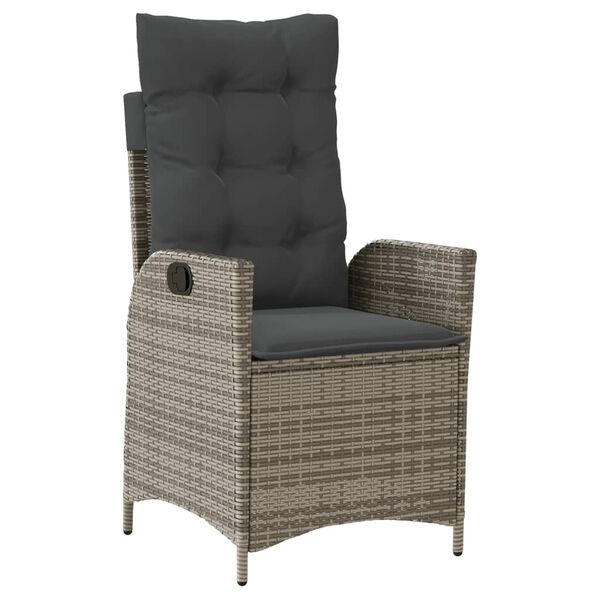 vidaXL Ensemble &agrave; manger de jardin 5 pcs coussins gris r&eacute;sine tress&eacute;e