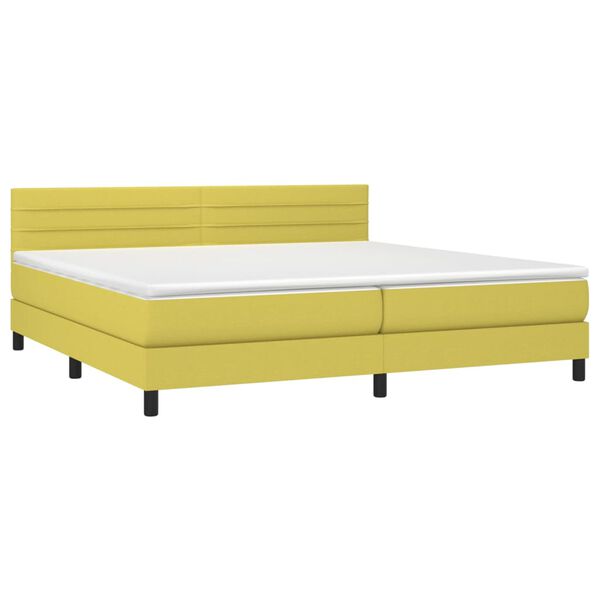 vidaXL Sommier &agrave; lattes de lit et matelas et LED Vert 200x200 cm Tissu