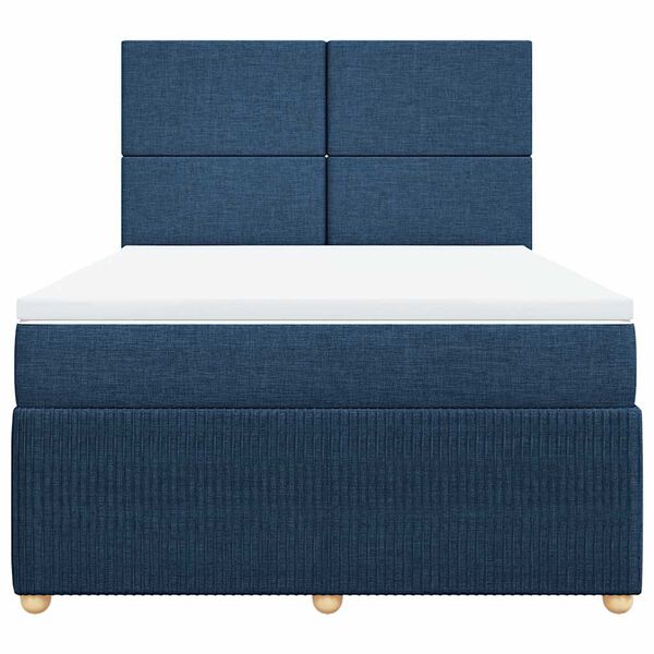 vidaXL Sommier &agrave; lattes de lit avec matelas Bleu 140x200 cm Tissu