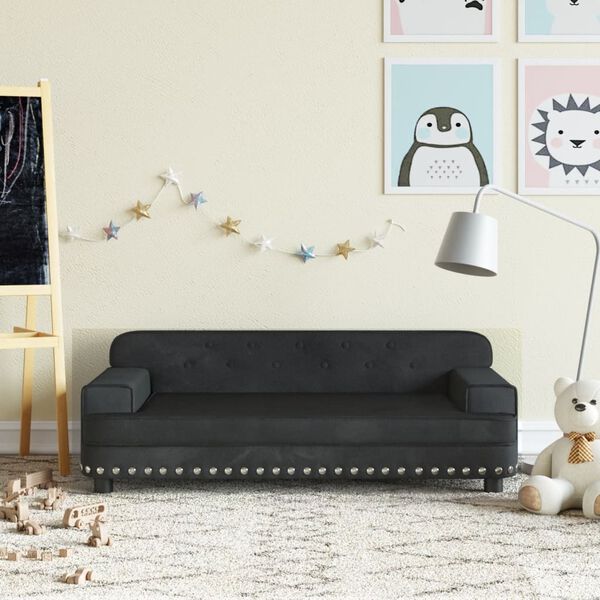vidaXL Canap&eacute; pour enfants noir 90x53x30 cm velours