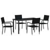 vidaXL Ensemble de salle &agrave; manger pour jardin 5 pc Noir polyrotin