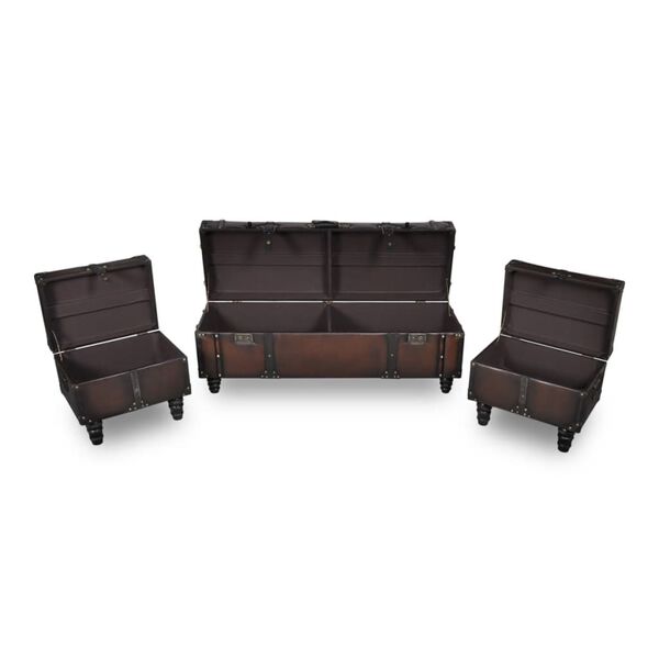vidaXL Ensemble de bancs de rangement 3 pcs Marron