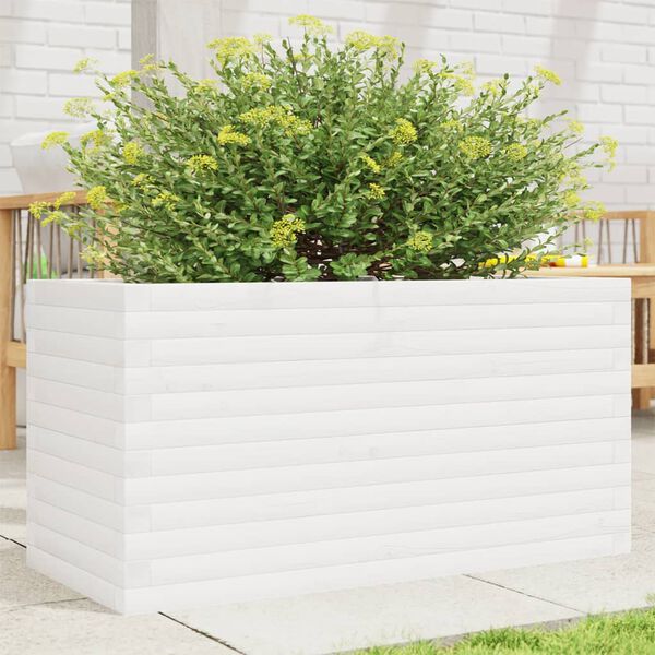 vidaXL Jardini&egrave;re blanc 90x40x46 cm bois de pin massif