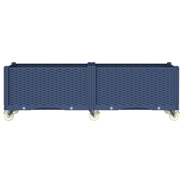 vidaXL Jardini&egrave;re &agrave; roulettes bleu gris 160x50x54 cm PP