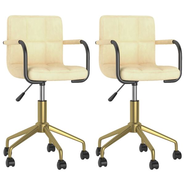 vidaXL Chaises pivotantes &agrave; manger lot de 2 cr&egrave;me velours