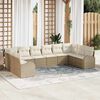 vidaXL Ensemble de canap&eacute; de jardin 10 pcs Beige et blanc polyrotin