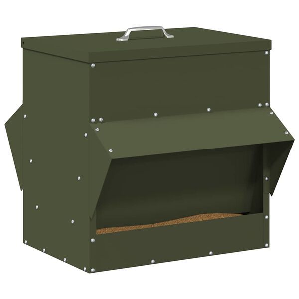 vidaXL Mangeoire pour poules Vert olive 40,5 x 45 x 41 cm