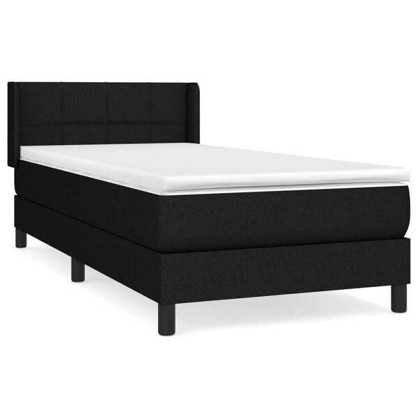 vidaXL Sommier &agrave; lattes de lit avec matelas Noir 90x190 cm Tissu