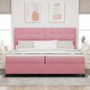 vidaXL Lit &agrave; ressorts avec matelas avec LED Rose 200 x 200 cm Velours